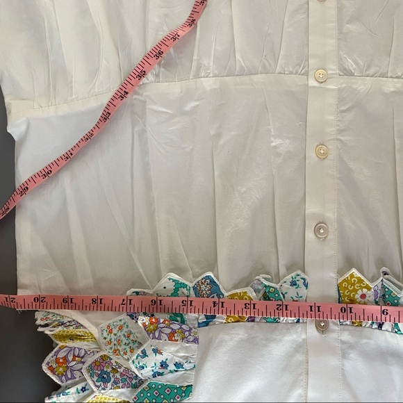 Sea New York Linen Patchwork Quilt Ruffle Shift Dress Size Large Cottagecore - Picture 8 of 11